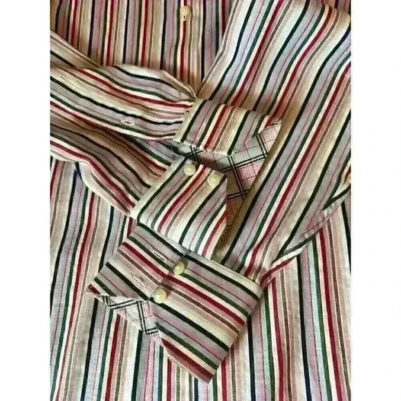 TD Thomas Dean Mens XL Designer Shirt Stripped Long Sleeve Shirt w/Flip Cuff - Picture 10 of 10
